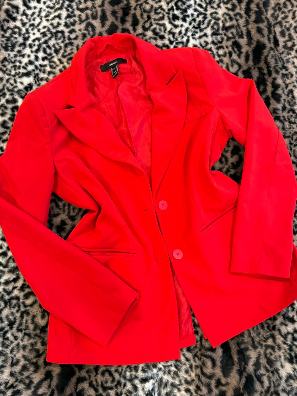 Forever 21 Bright Red Tailored Blazer Jacket